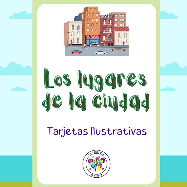 Spanish Flash Cards City Buildings Places Tarjetas Ciudad Lugares NO PREP Color