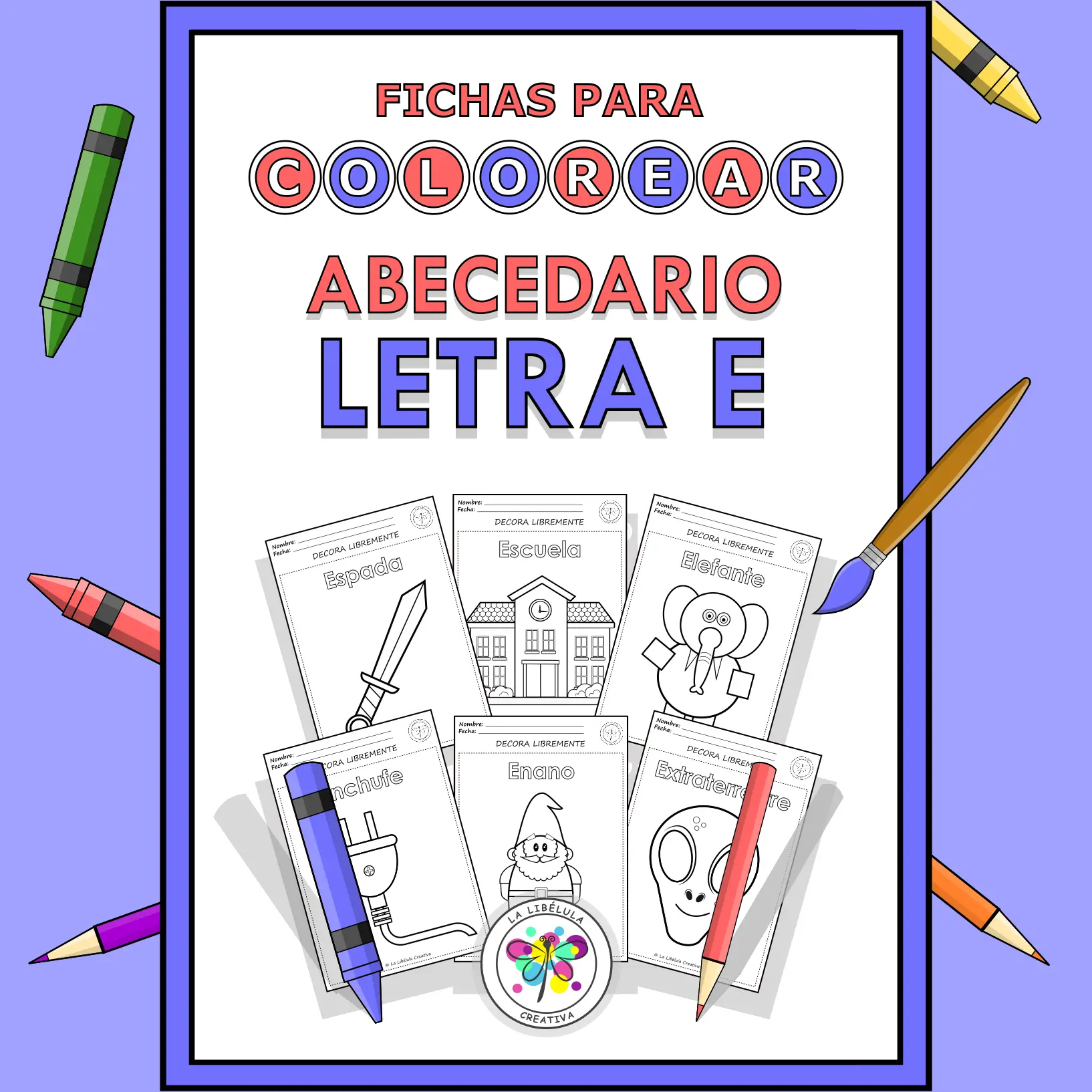 Spanish Worksheets Coloring Letter E Objects Colorear Letra E Objetos NO PREP