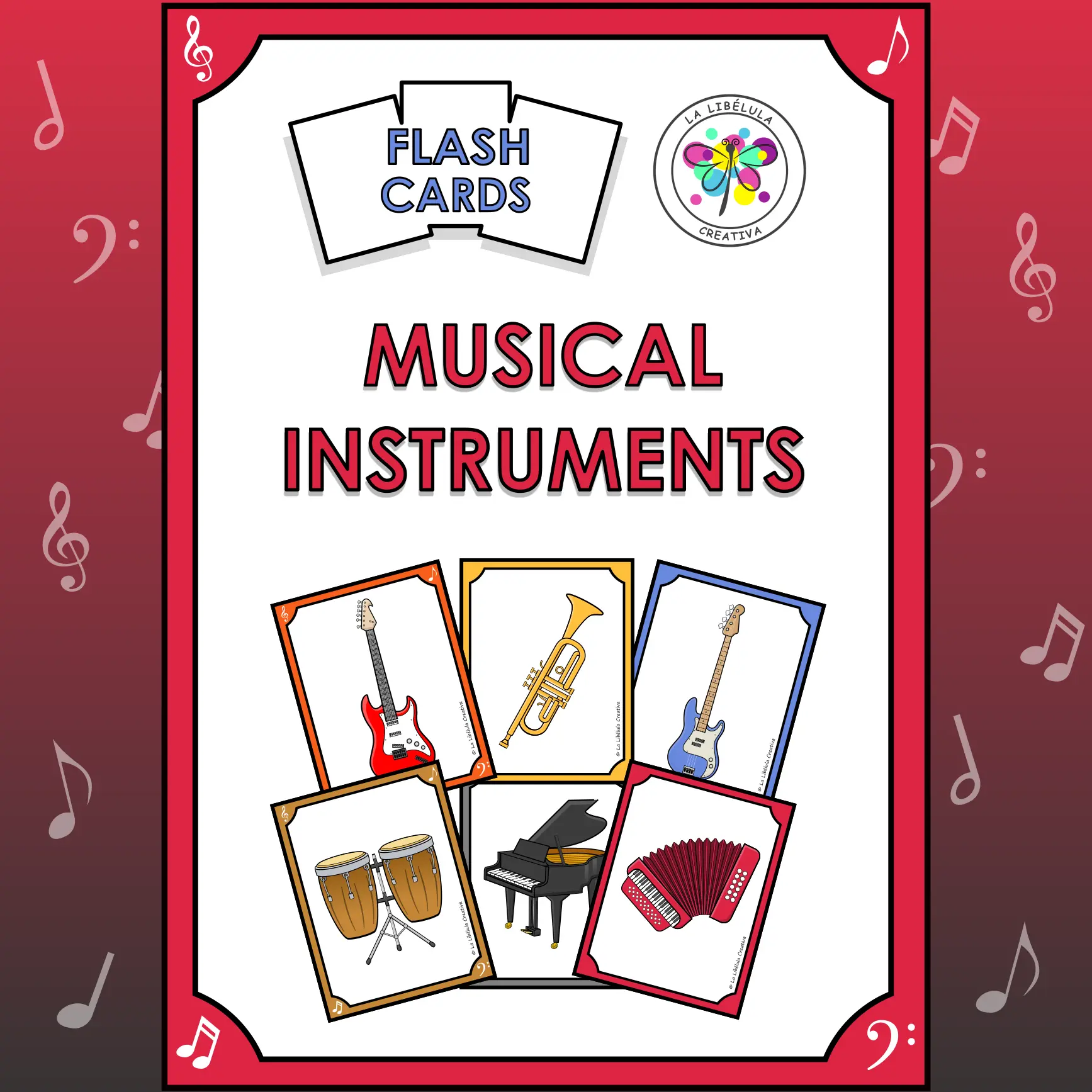 Flash Cards Musical Instrument Music No Name NO PREP