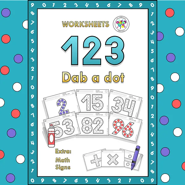 Coloring Circles Dab a Dot Numbers 0 to 100 Math Signs BW