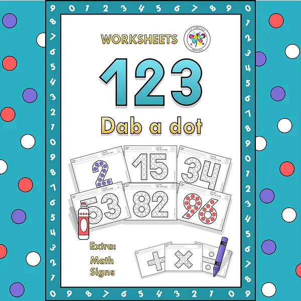 Coloring Circles Dab a Dot Numbers 0 to 100 Math Signs BW