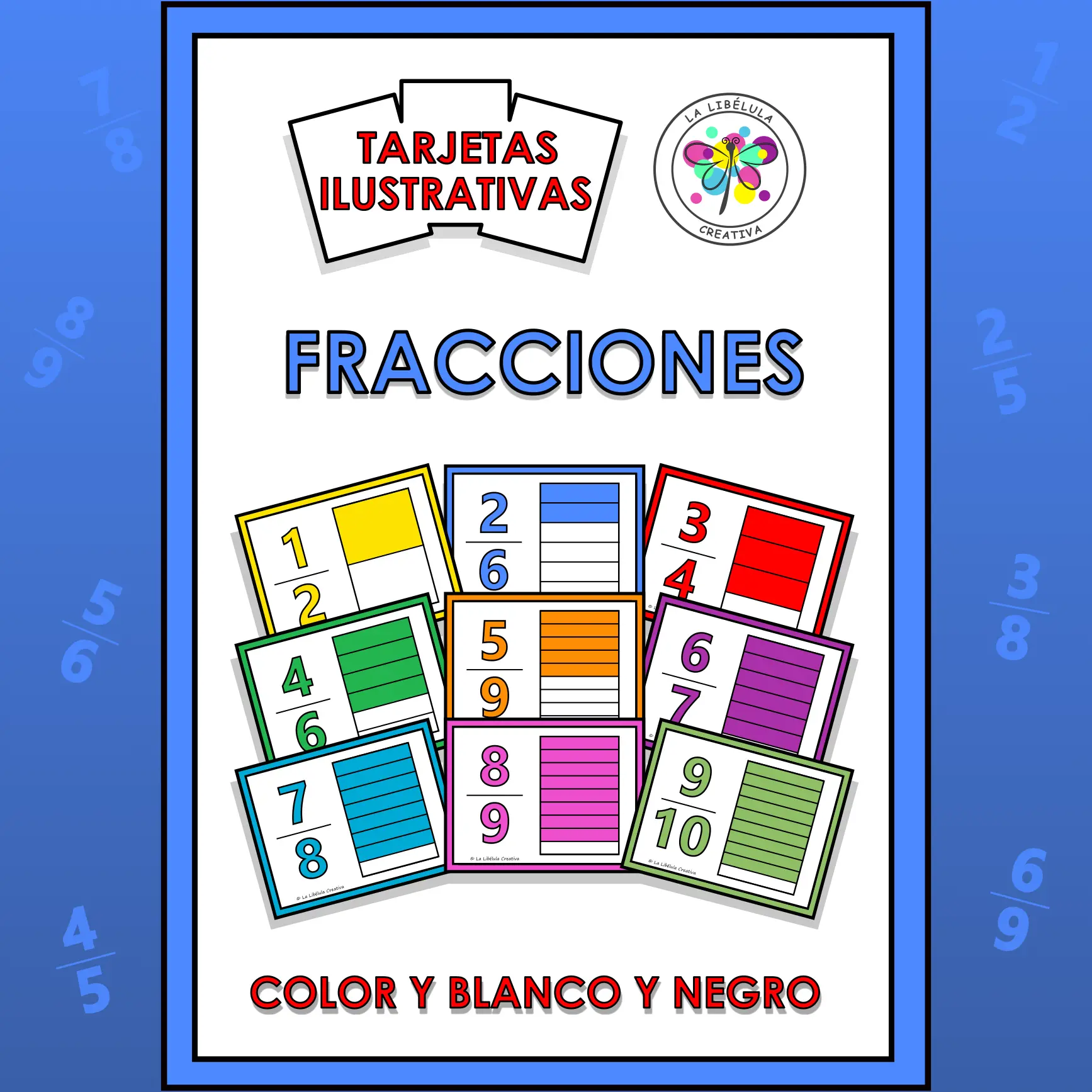 Spanish Fractions Flash Cards Math Numbers Fracciones Tarjetas Matemáticas