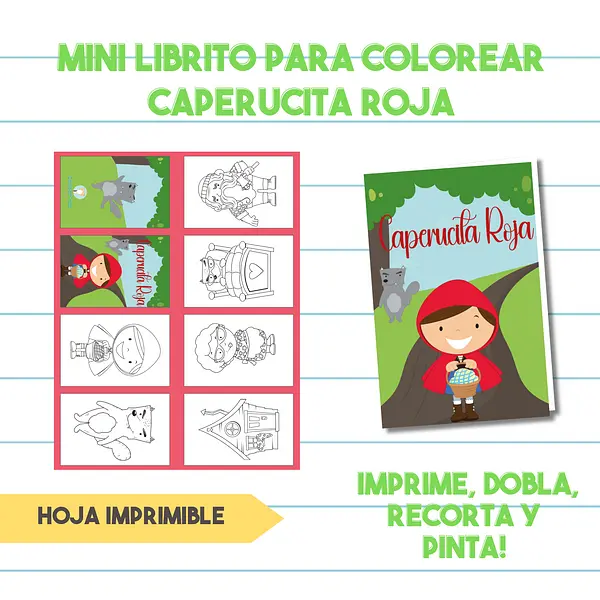Mini Librito Para Colorear Caperucita Roja| PDF Imprimible
