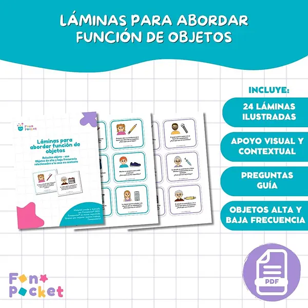 Láminas imprimibles para trabajar función de objetos