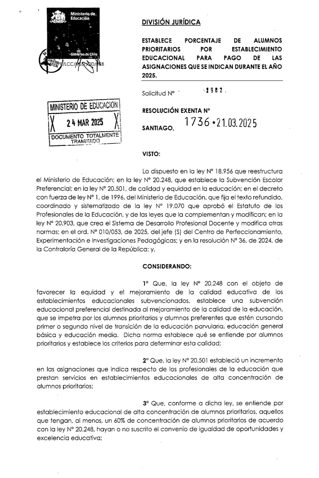 Porcentaje de alumnos prioritarios 2025