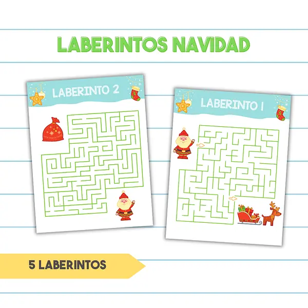 Juego Laberintos de Navidad - PDF Imprimible