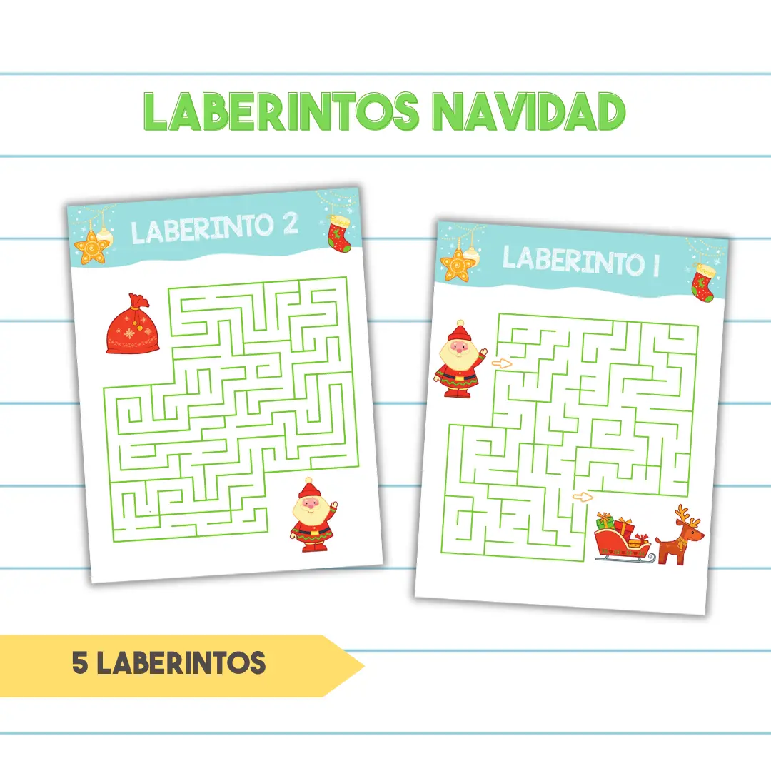 Juego Laberintos de Navidad - PDF Imprimible