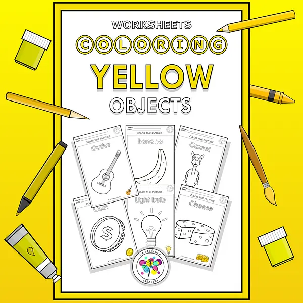 Worksheets Coloring Objects Yellow Things Color NO PREP