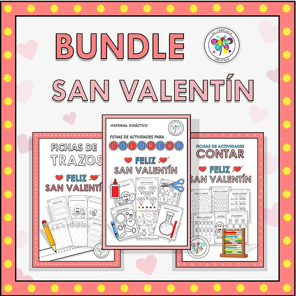 Bundle Spanish Count Tracing Color Valentine's Números Trazos Colorear Valentín