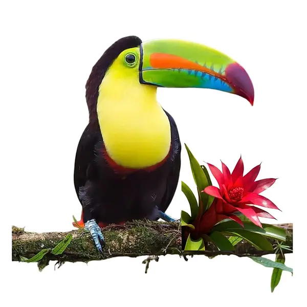 Ilustacion de aves y flora para un pañuelo
