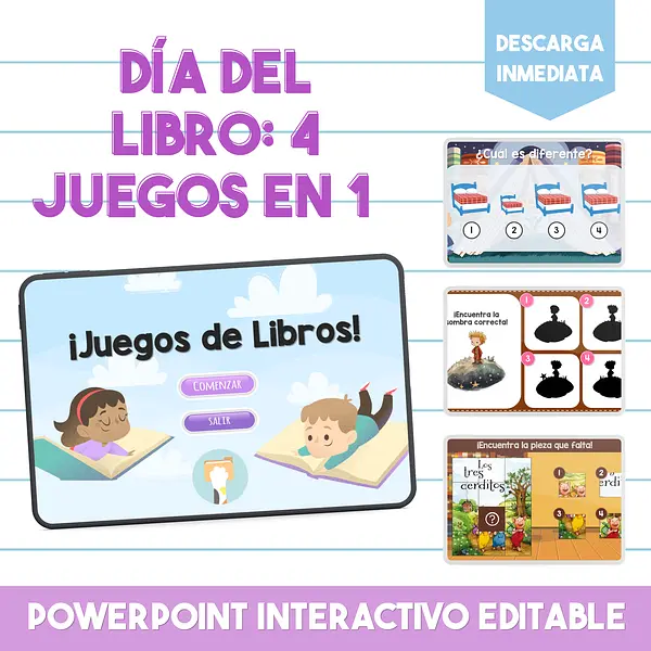 PPT Juego de Libros 4 en 1 - Día del Libro