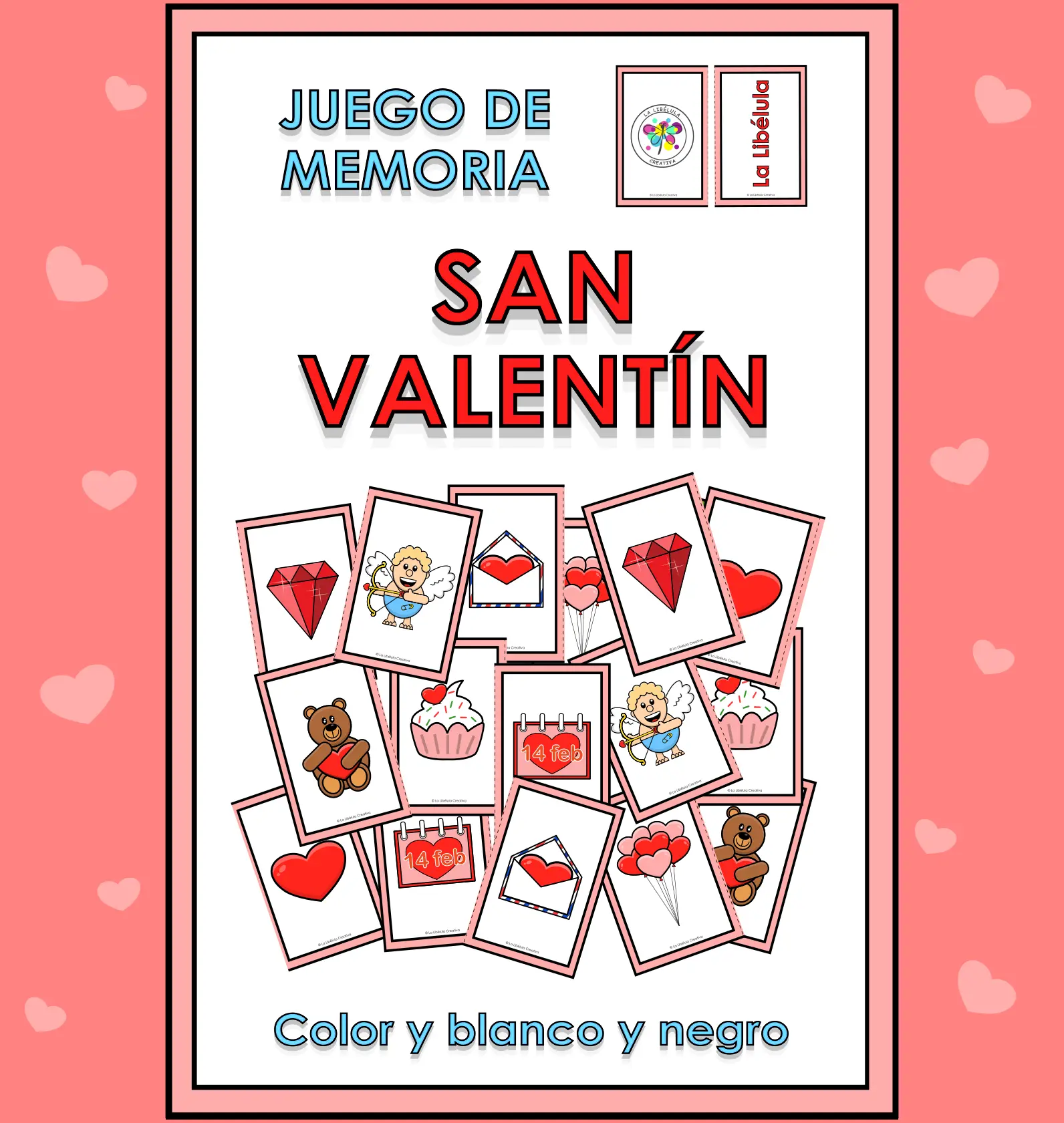 Spanish Memory Match Game Valentine's Day Pairs Juego Parejas San Valentin