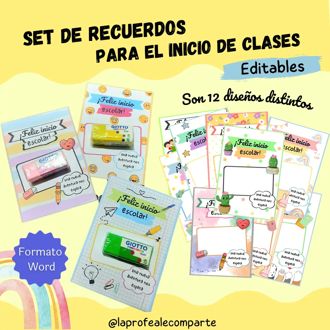 Recuerdos para el inicio escolar EDITABLES