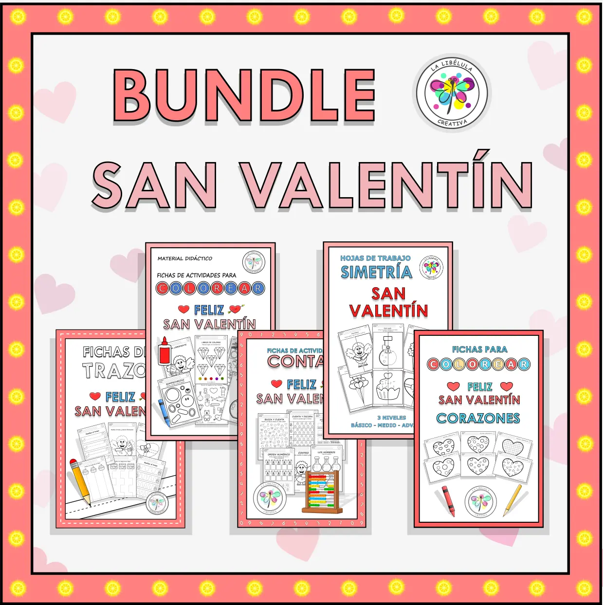 Bundle Spanish Count Tracing Color Symmetry Valentine's Trazos Números Valentín