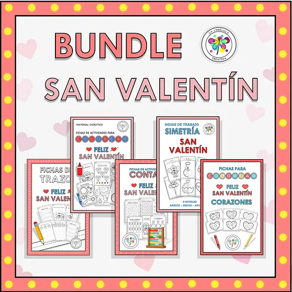 Bundle Spanish Count Tracing Color Symmetry Valentine's Trazos Números Valentín