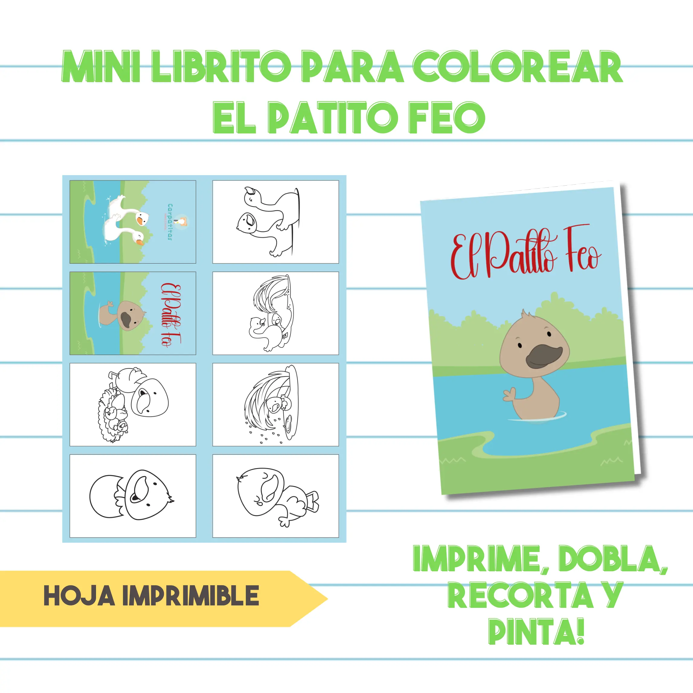 Mini Librito Para Colorear El Patito Feo| PDF Imprimible
