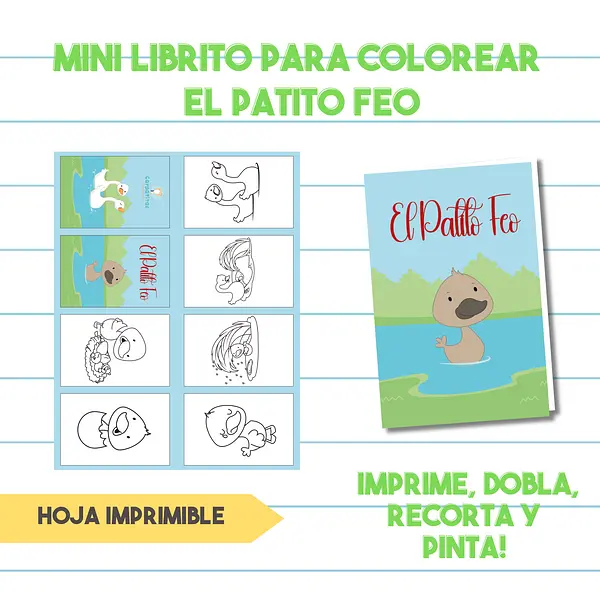 Mini Librito Para Colorear El Patito Feo| PDF Imprimible