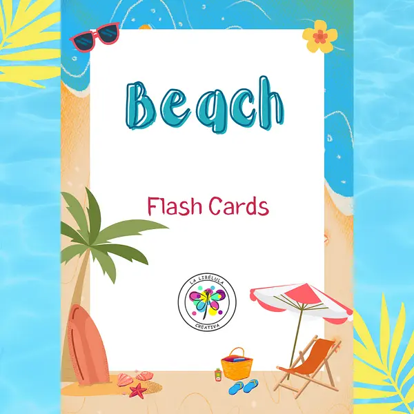 Beach Seasonal Flash Cards Objects Clothes Color Summer NO PREP