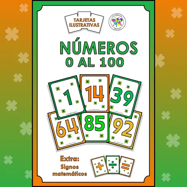 Spanish Flash Cards St Patrick's Numbers 0 to 100 Tarjetas San Patricio Números