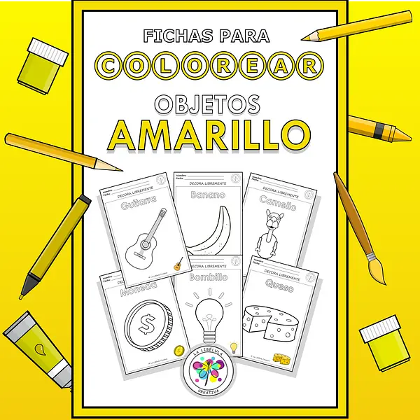 Spanish Worksheets Coloring Objects Yellow Colorear Objetos Color Amarillo