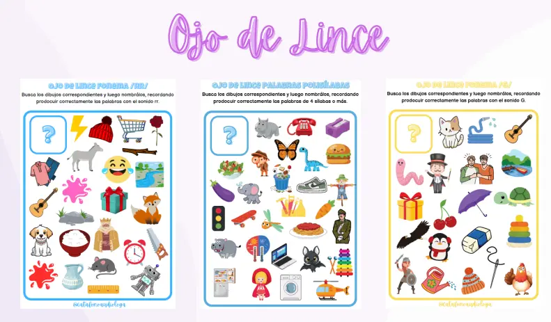 Pack Ojo de Lince - RR, G, K, Díf. Vocálicos y Polisílabas