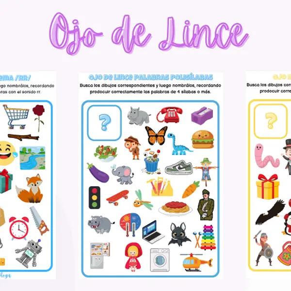 Pack Ojo de Lince - RR, G, K, Díf. Vocálicos y Polisílabas