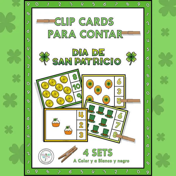 Spanish Count and Clip Cards St Patrick's March A Contar San Patricio Marzo