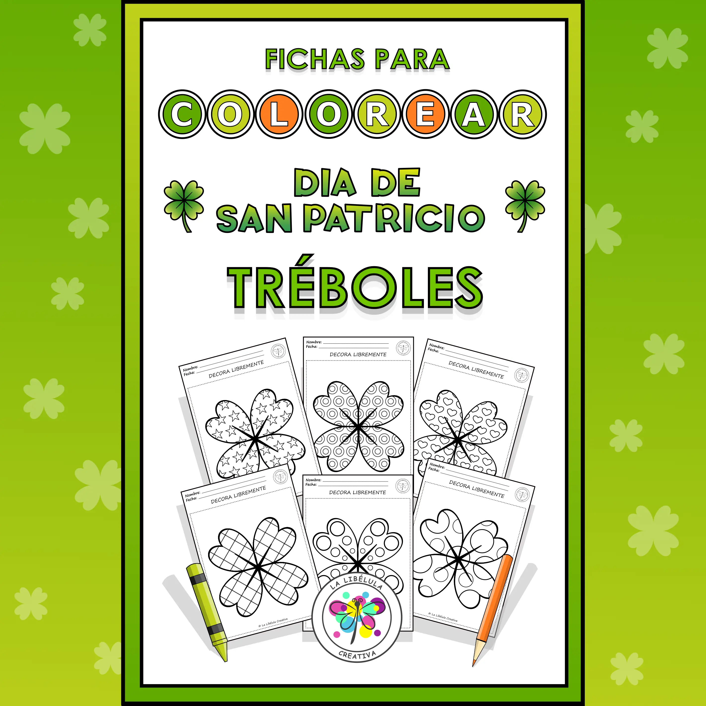 Spanish Coloring Worksheets St Patrick's Clover Hojas Color San Patricio Tréboles