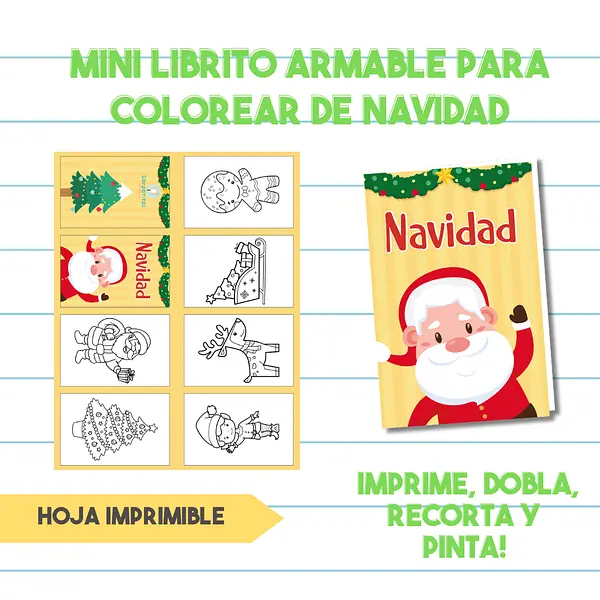 Gratis Mini Librito Para Colorear de Navidad - PDF para imprimir