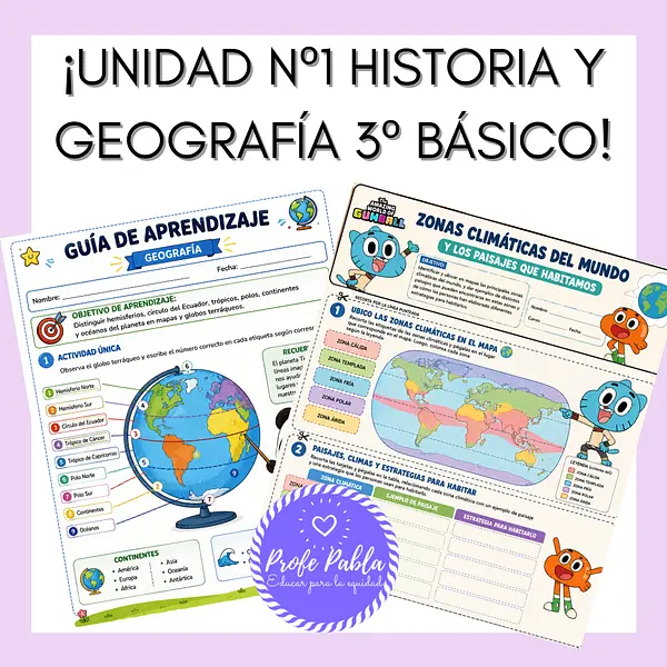 Set de guía Unidad Nº1 Historia y Geografía 3º básico
