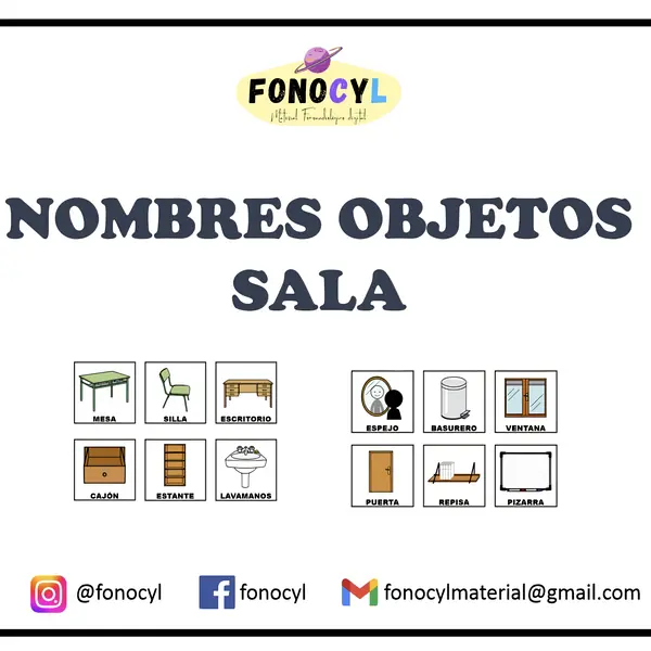 Nombres de objetos y elementos de la sala