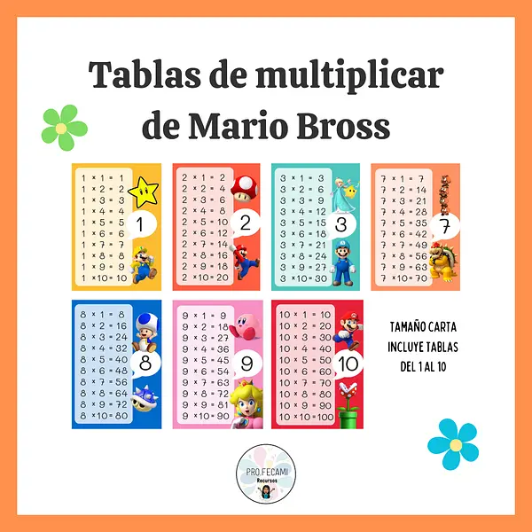Tablas de multiplicar Mario Bross
