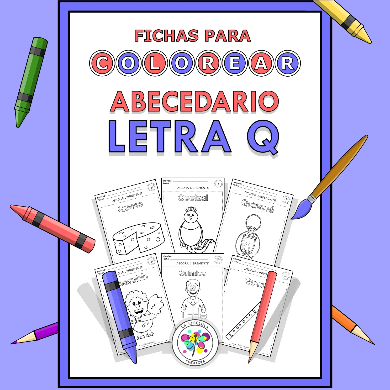 Spanish Worksheets Coloring Letter Q Objects Colorear Letra Q Objetos NO PREP