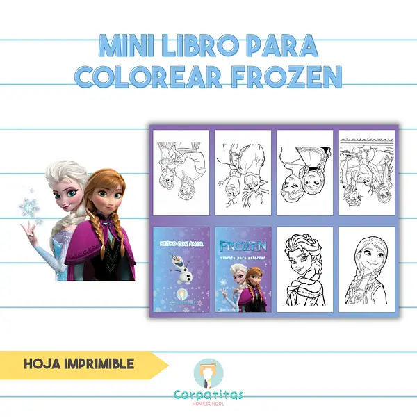 Mini Librito Para Colorear de Frozen - Hoja Imprimible Para Armar