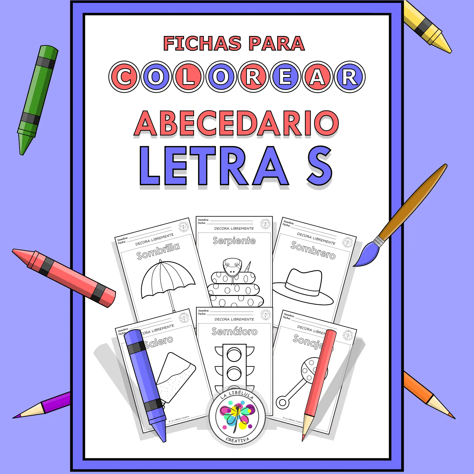 Spanish Worksheets Coloring Letter S Objects Colorear Letra S Objetos NO PREP