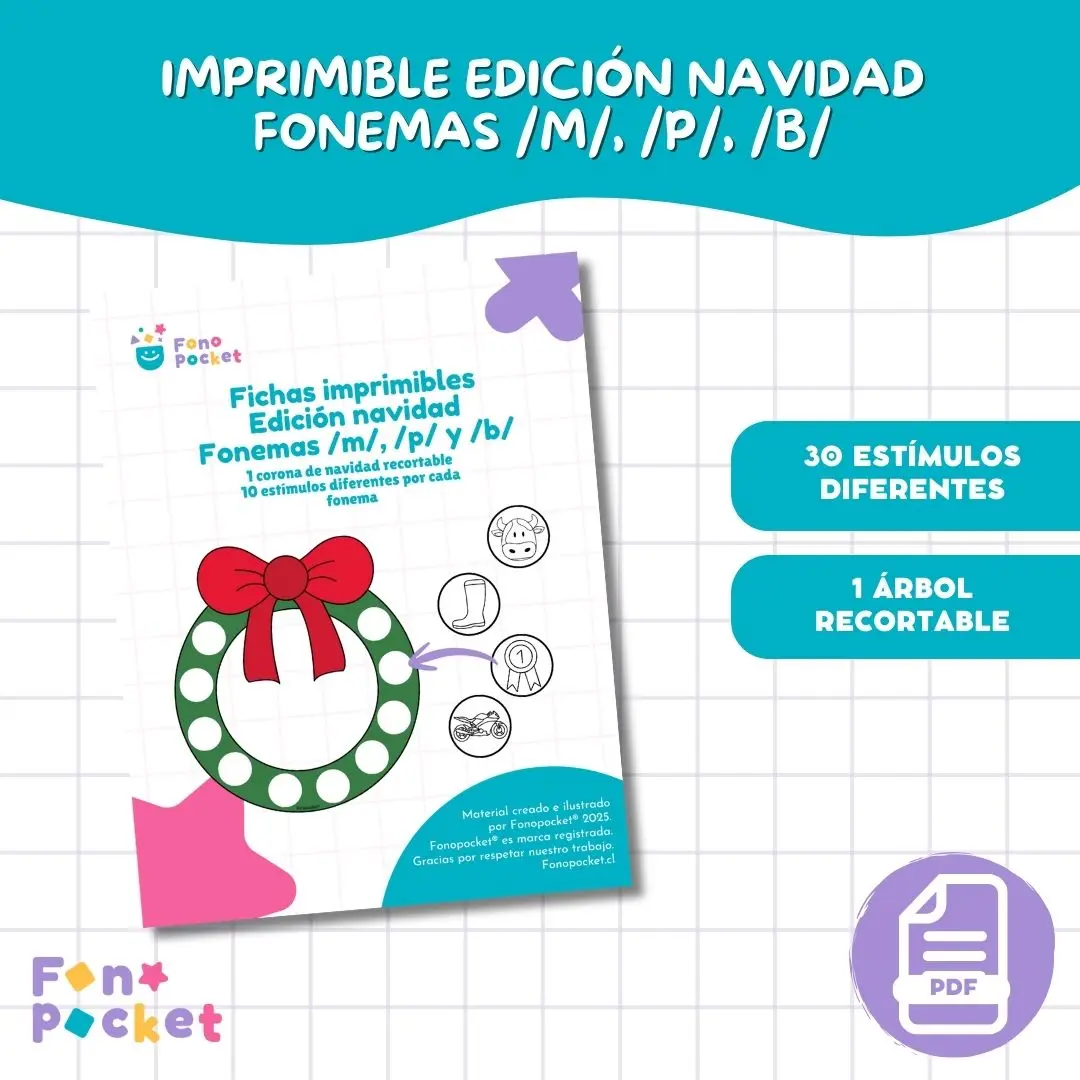 Fichas Edición navidad Fonemas /m/,p/ y /b/