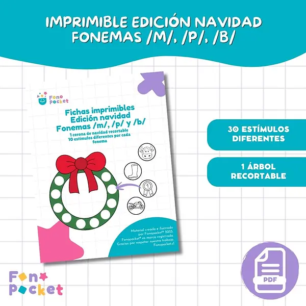 Fichas Edición navidad Fonemas /m/,p/ y /b/