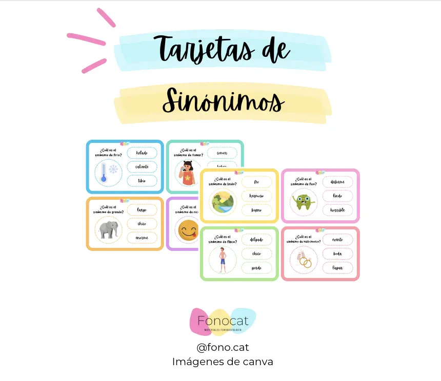 Tarjetas de Antónimos y Sinónimos