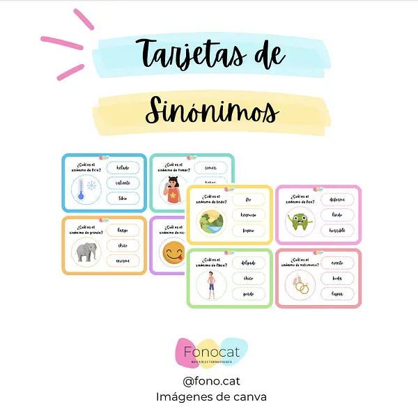 Tarjetas de Antónimos y Sinónimos