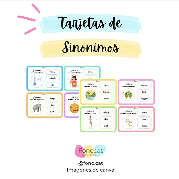 Tarjetas de Antónimos y Sinónimos