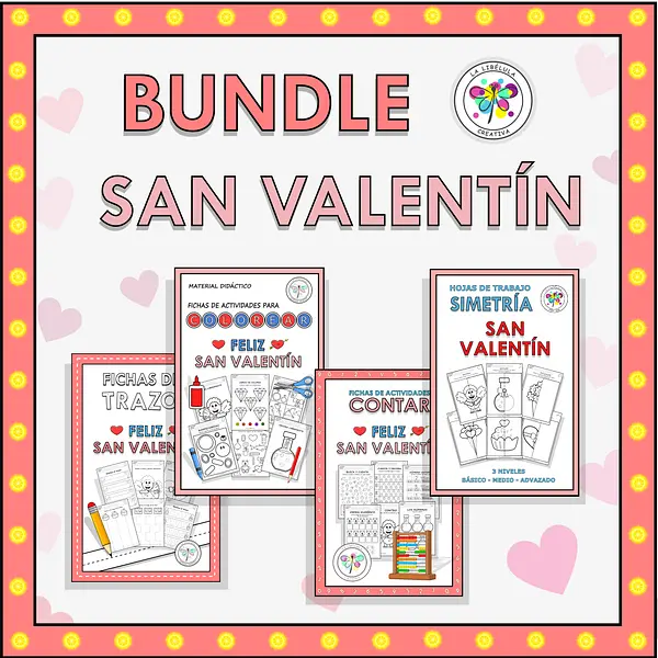 Bundle Spanish Color Count Tracing Symmetry Valentine's Trazos Números Valentín