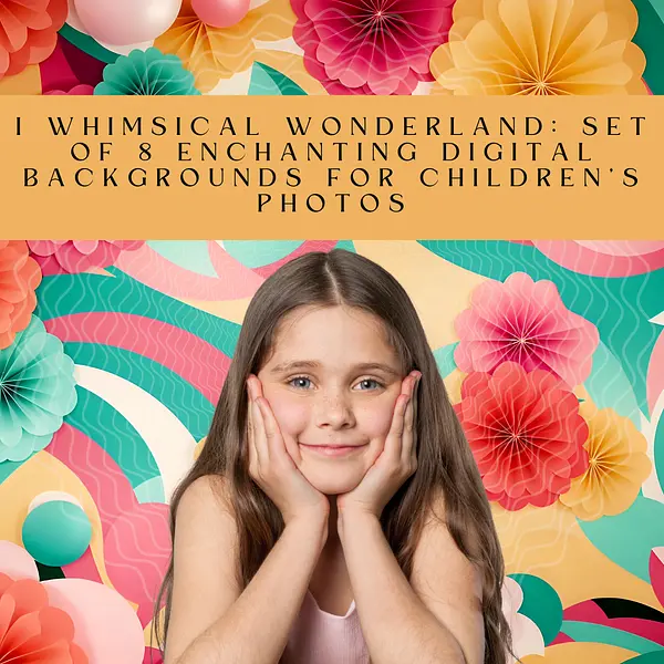 Whimsical Wonderland: Set of 8 Enchanting Digital Backgrounds for Children's Photos