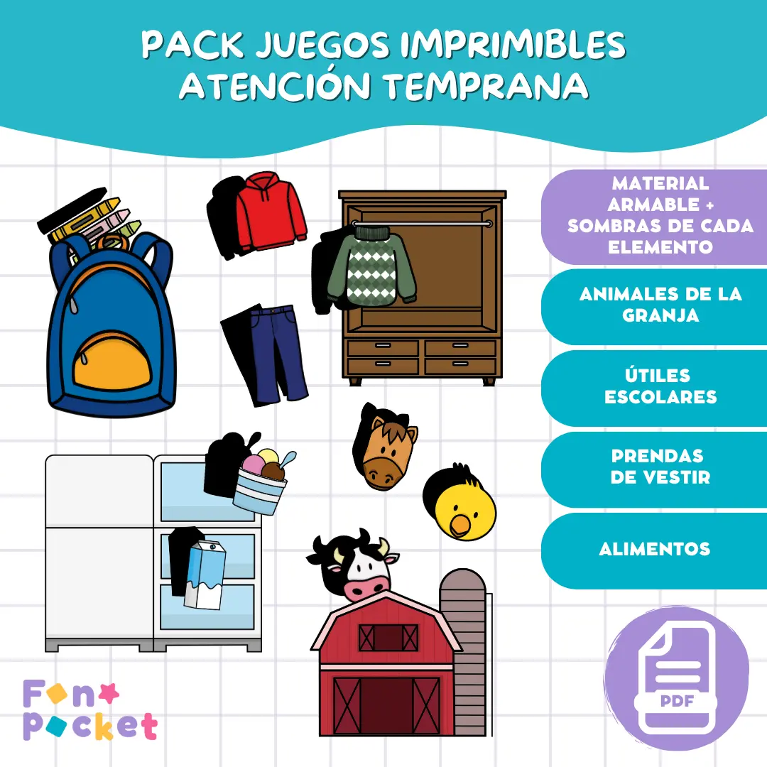 Pack juegos seguimiento de instrucciones atención temprana