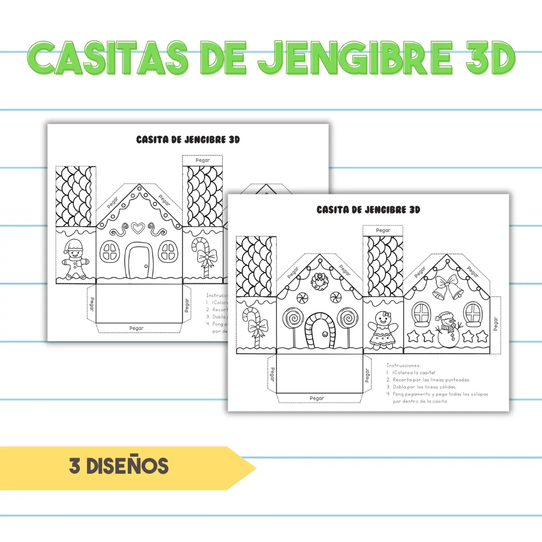 Casita de Jengibre 3D Armable - PDF Imprimible Navideño