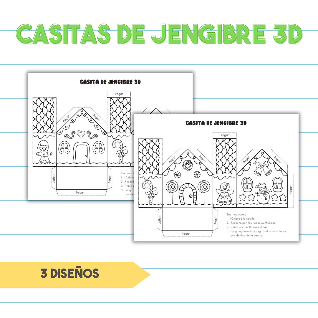 Casita de Jengibre 3D Armable - PDF Imprimible Navideño | salduu.com