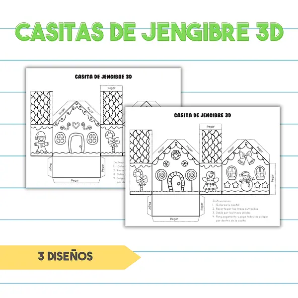 Casita de Jengibre 3D Armable - PDF Imprimible Navideño