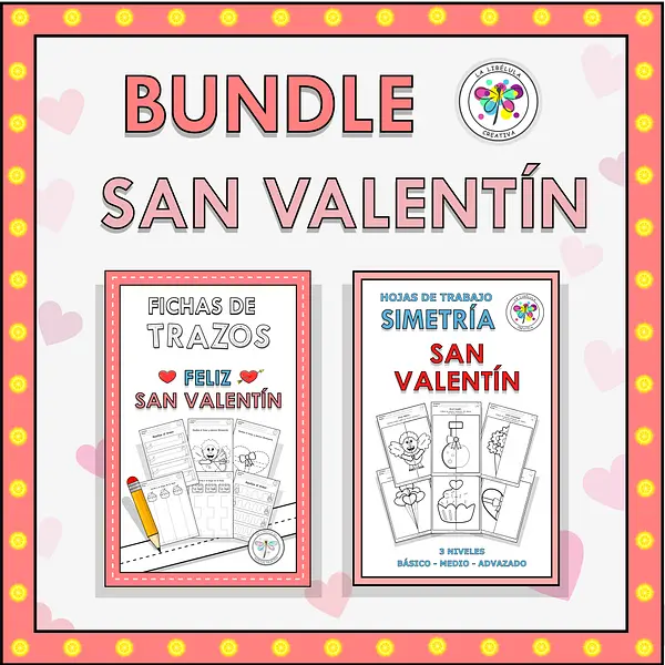 Bundle Spanish Color Tracing Symmetry Valentine's Trazos Simetría Valentín