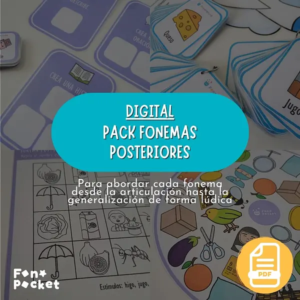 Pack imprimible para trabajar Fonemas posteriores
