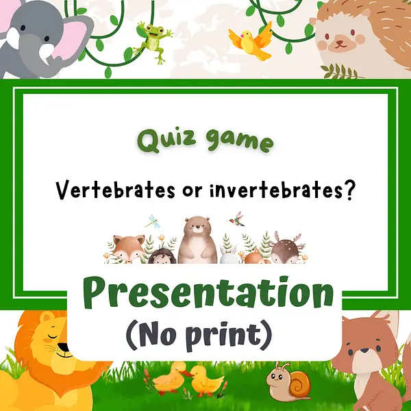 Vertebrates Invertebrates Animals Quiz Game PPT No Print Science