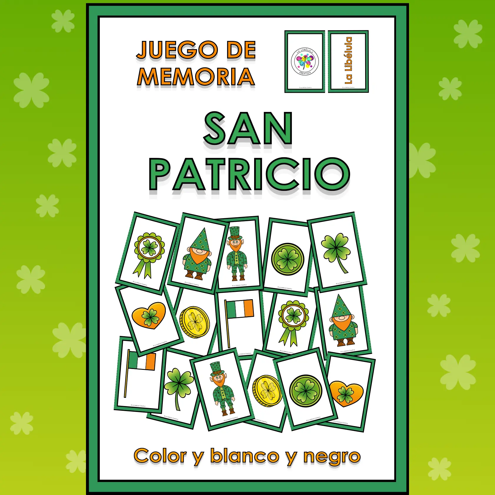 Spanish Memory Match Game St Patrick's Day Pairs Juego Parejas San Patricio